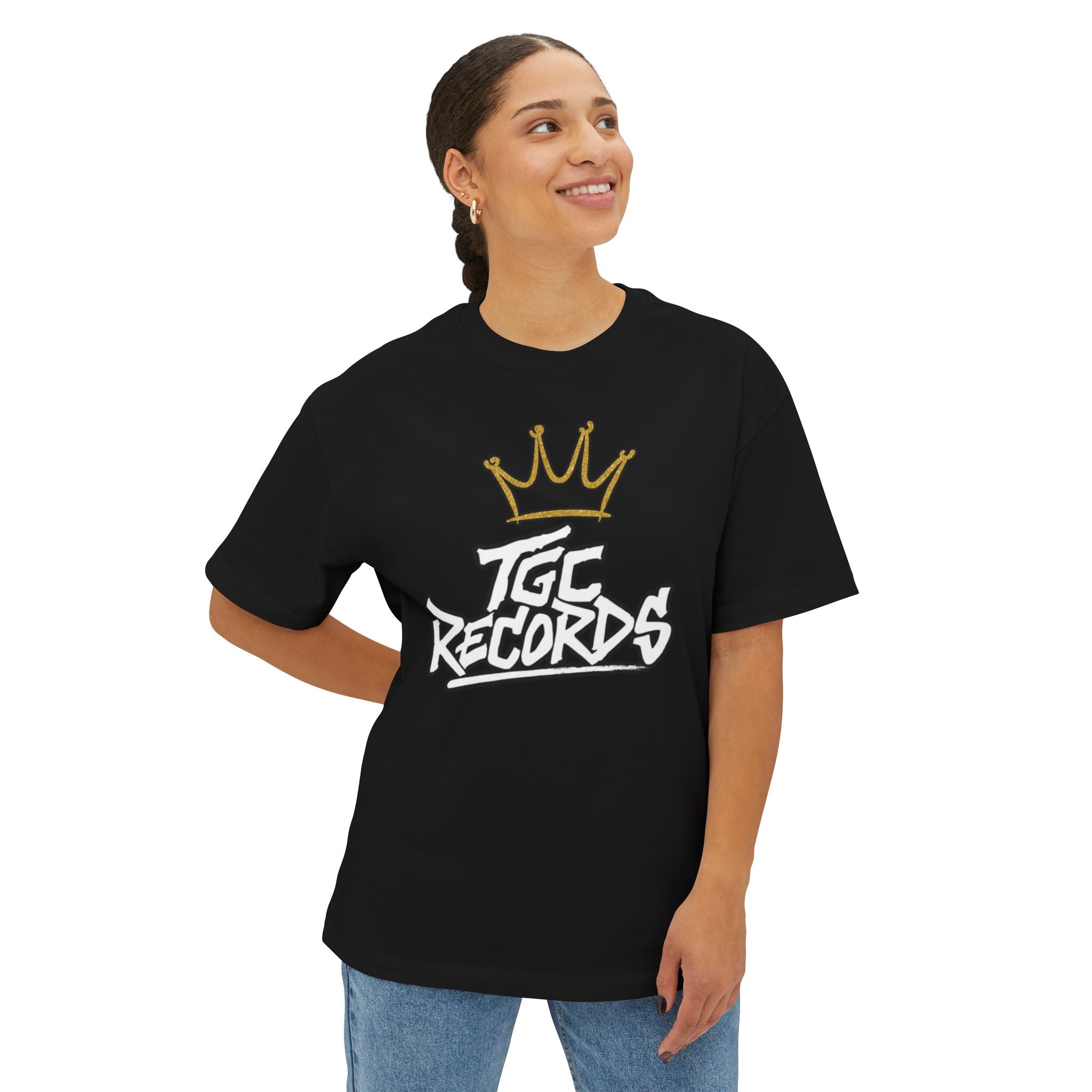 TGC Records Signature Crown Tee – Oversized Boxy Fit
